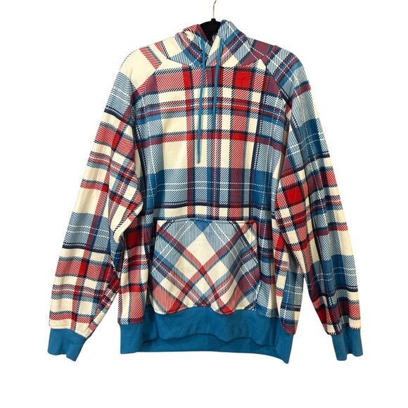 Spark Paws Mens Size 2XL Human Hoodie Blue and Red Plaid EUC - Picture 1 of 11